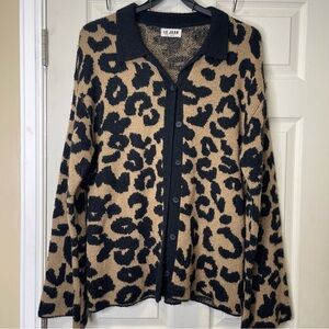 LE JEAN Animal Print Lola Cardigan Sz XL